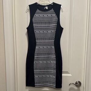 H&M Black and White Geometric Mini Dress